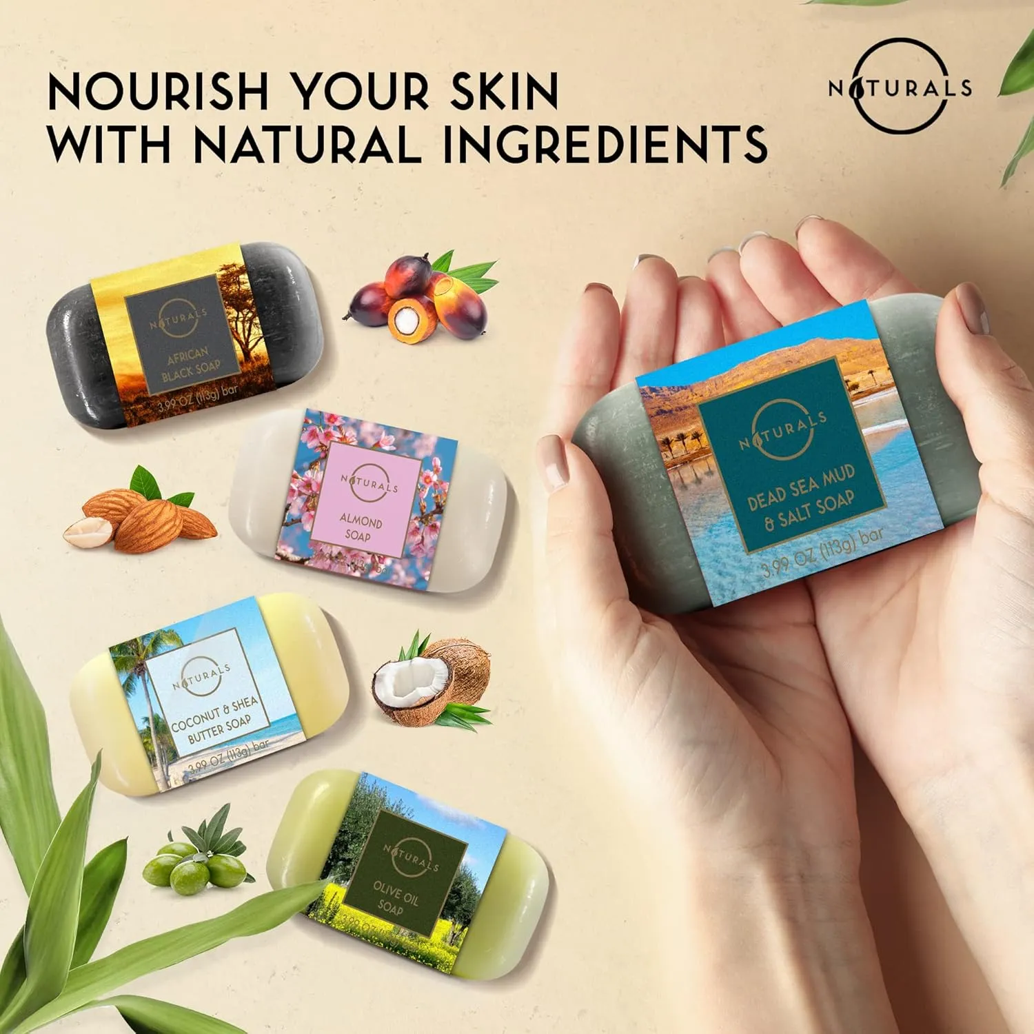 O NATURALS 100% Natural Bar Soap - Gift Set - Organic Ingredients & Essential Oils - Spa Gifts for Women & Men, Body Wash & Face Soap - 10PC Natural Soap Gift Set