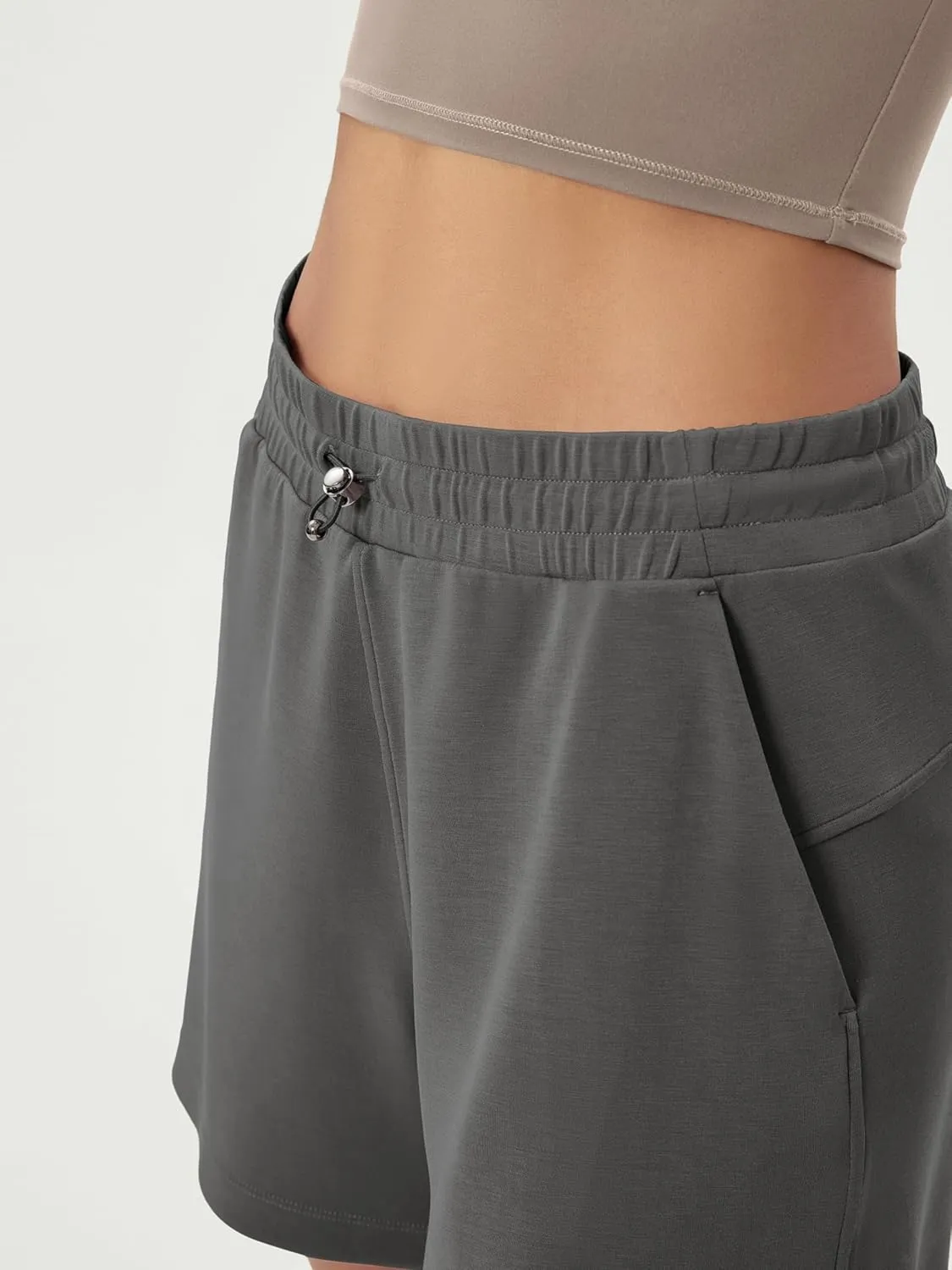 ODODOS Modal Soft Relaxed Shorts for Women Adjustable Shockcord High Waist Casual Shorts with Pockets