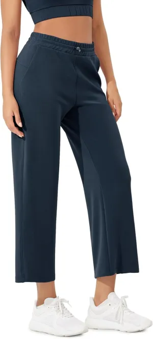ODODOS Women's Modal Soft Wide Leg Pants with Pockets Adjustable Shockcord High Waist Casual Lounge Pants-27/29/31" Inseam