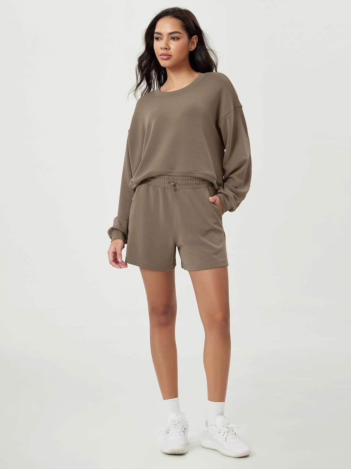 ODODOS Modal Soft Relaxed Shorts for Women Adjustable Shockcord High Waist Casual Shorts with Pockets