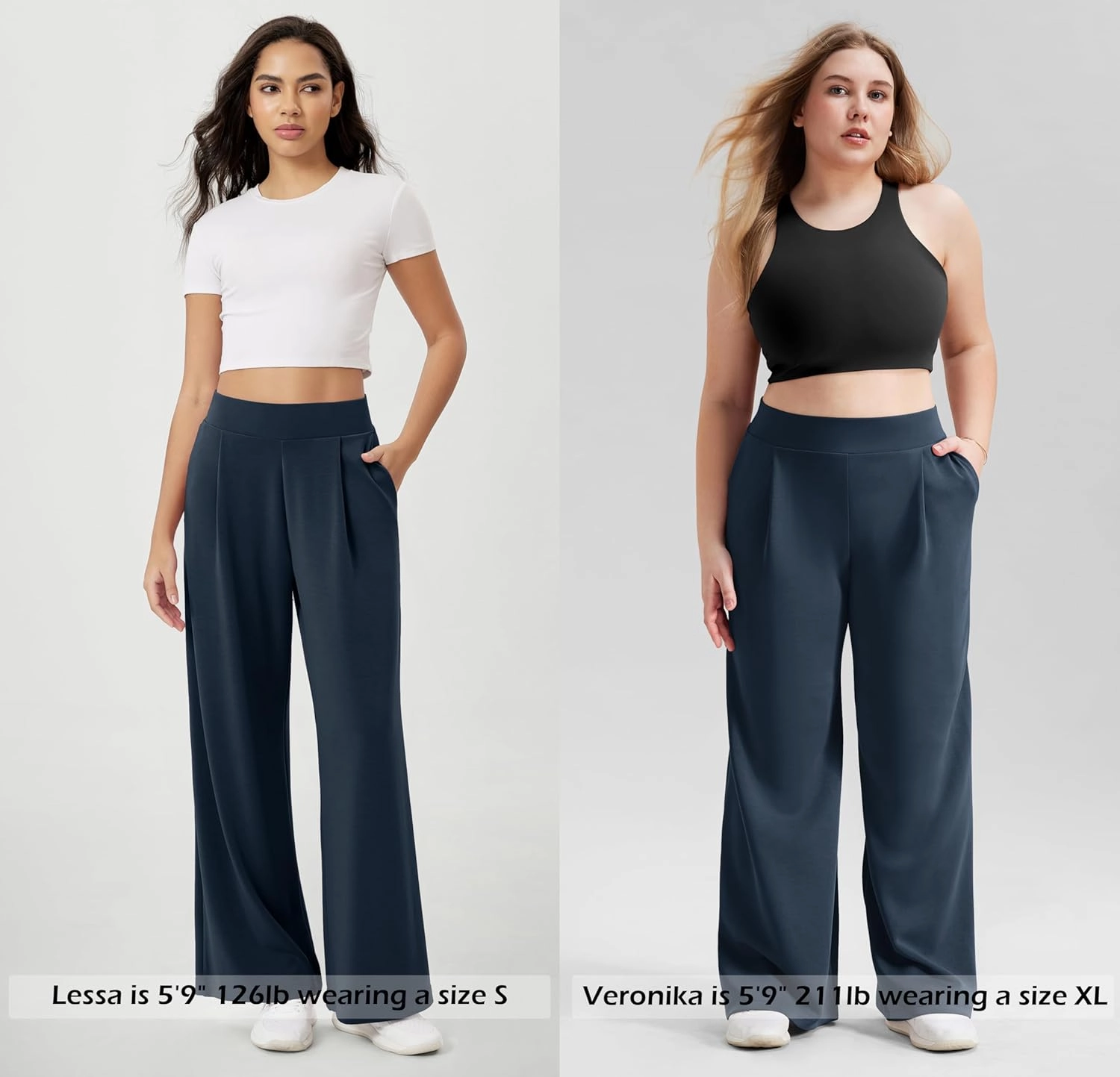 ODODOS Modal Soft Wide Leg Pants for Women High Waist Casual Relaxed Pants with Pockets-27/29"/ 31" Inseam