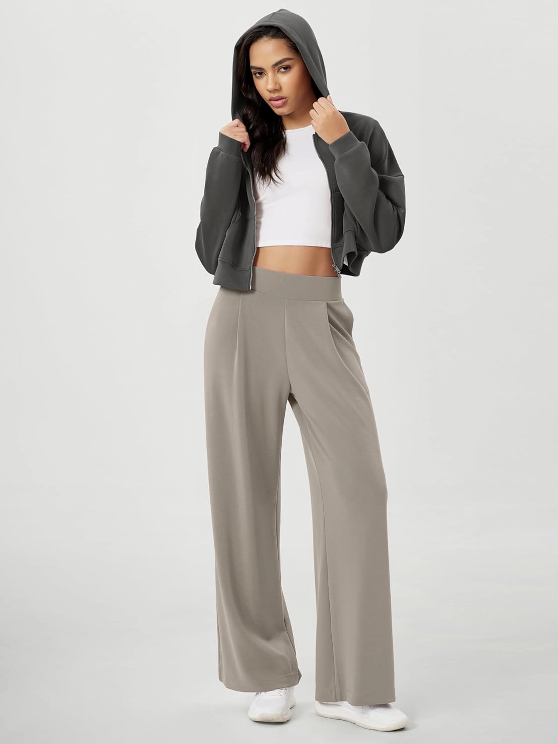 ODODOS Modal Soft Wide Leg Pants for Women High Waist Casual Relaxed Pants with Pockets-27/29"/ 31" Inseam