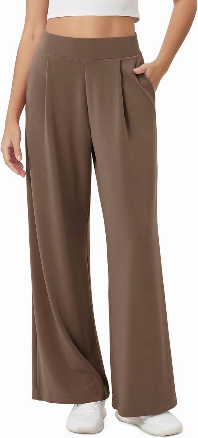 ODODOS Modal Soft Wide Leg Pants for Women High Waist Casual Relaxed Pants with Pockets-27/29"/ 31" Inseam