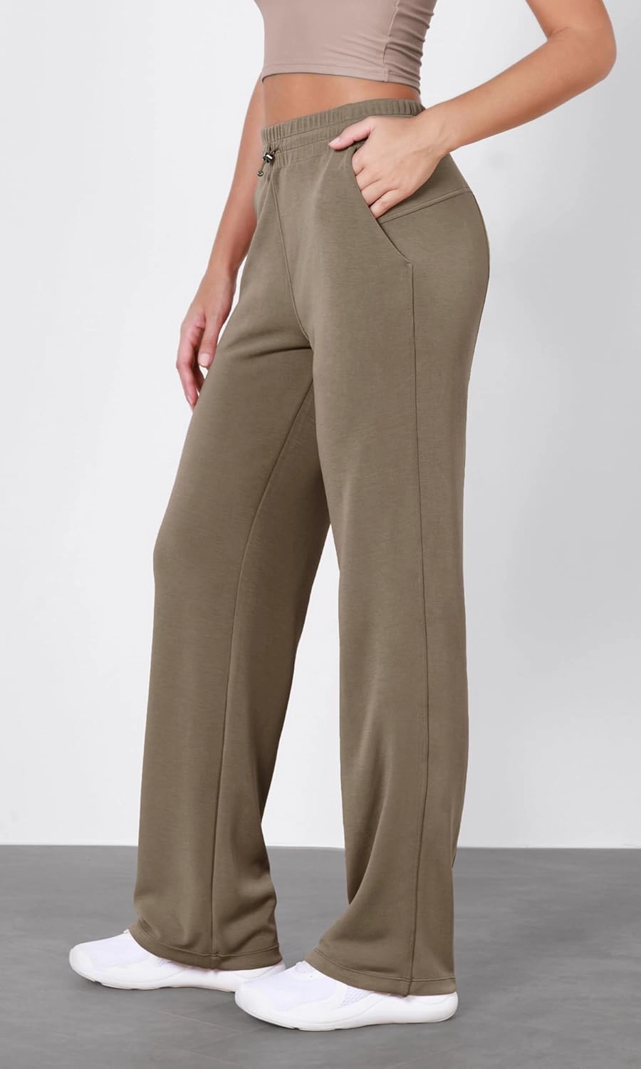 ODODOS Women's Modal Soft Wide Leg Pants with Pockets Adjustable Shockcord High Waist Casual Lounge Pants-27/29/31" Inseam