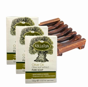 Olive Leaf Extract Soap, Pure Traditional and All Natural, Made from local ingredients in Ancient Crete, Greece, Pack of 4