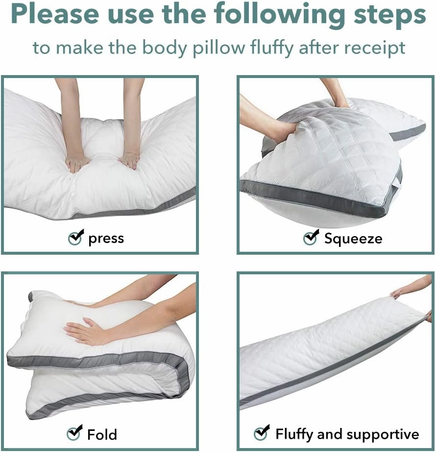 Oubonun Premium Adjustable Loft Quilted Body Pillows - Firm and Fluffy - Quality Plush - Down Alternative - Head Support Pillow - 21"x54"