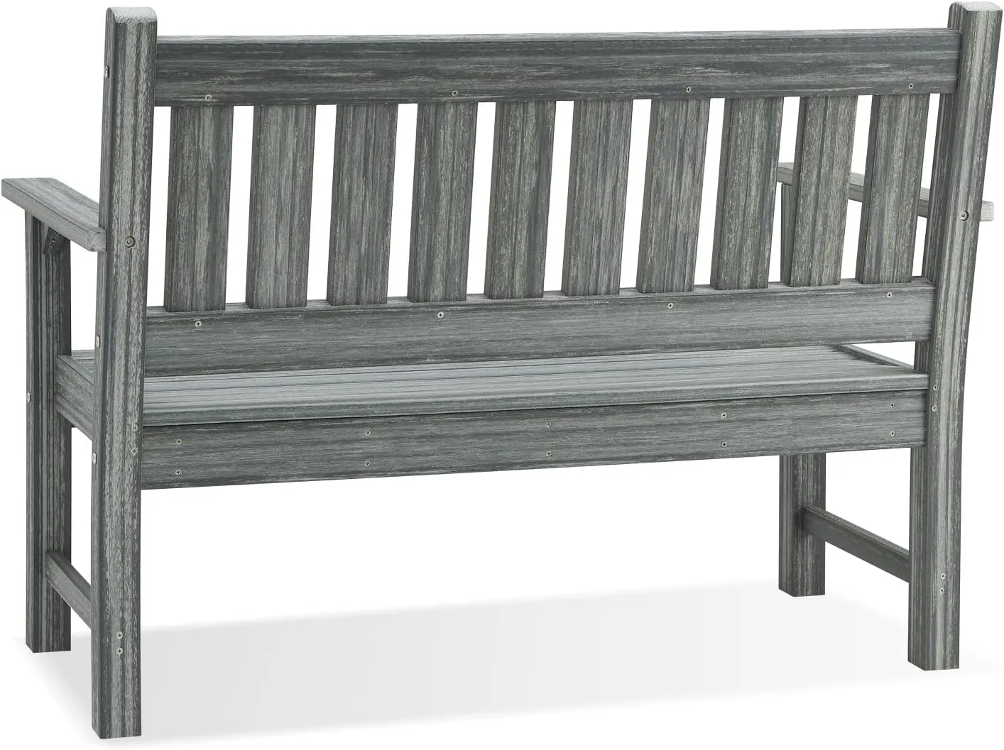 Outdoor Bench, 2-Person Garden Bench, Poly Lumber Patio Bench for Outdoors, Porch, and Park (Grey)