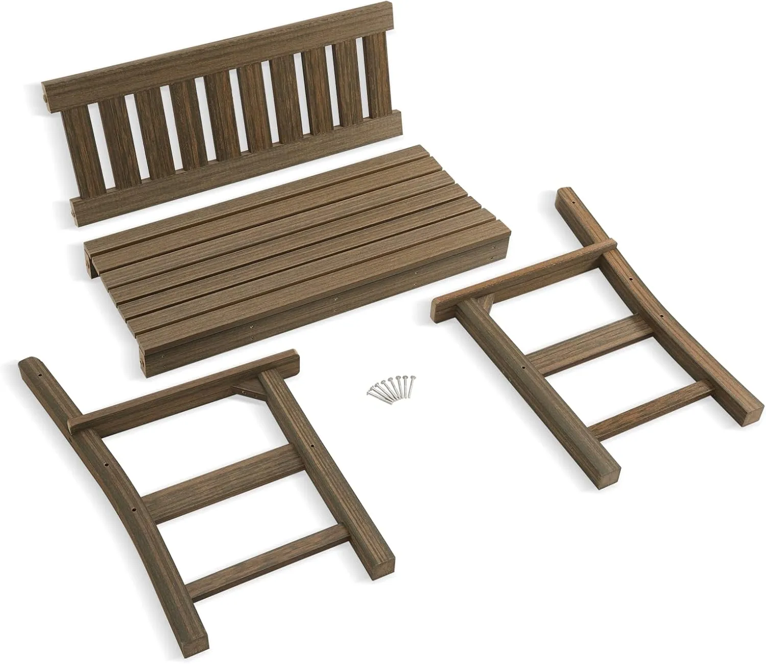 Outdoor Bench, 2-Person Garden Bench, Poly Lumber Patio Bench for Outdoors, Porch, and Park (Light Brown)
