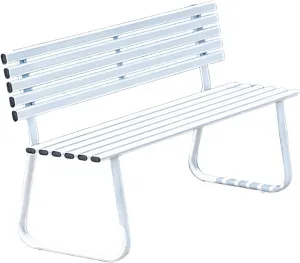 Outside Benches for Porch with Ergonomic Backrest Park Bench Weatherproof Galvanized Steel Load Capacity 500kg Porch Chair for Units, Streets, Parks, Scenic Spots(White,150 * 45 * 74cm)