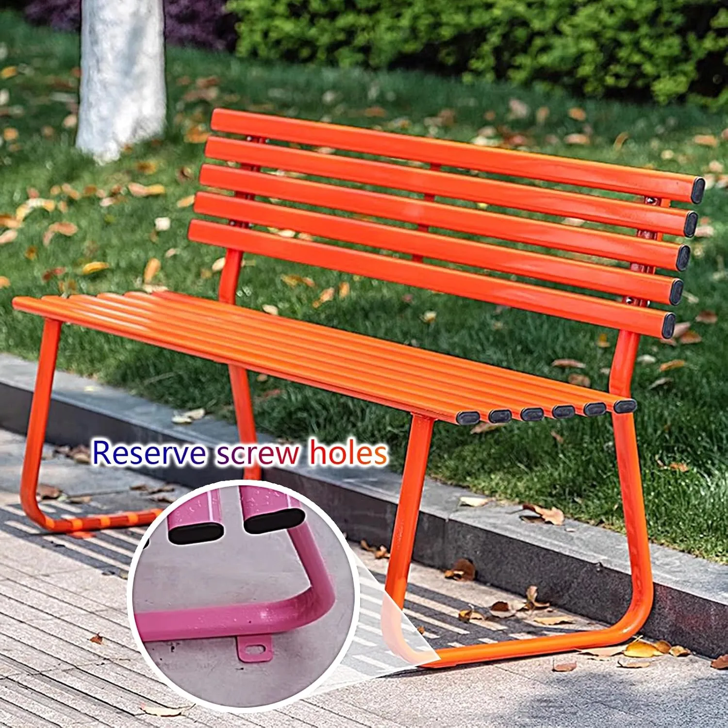 Outside Benches for Porch with Ergonomic Backrest Park Bench Weatherproof Galvanized Steel Load Capacity 500kg Porch Chair for Units, Streets, Parks, Scenic Spots(White,150 * 45 * 74cm)