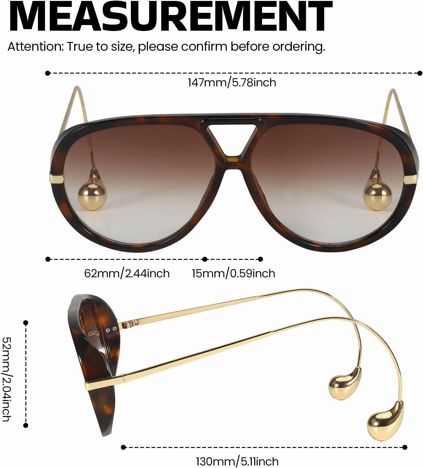 Oversized Aviator Sunglasses with Earring for Women Large Big UV400 Protection Designer 2025 Ladies Shades