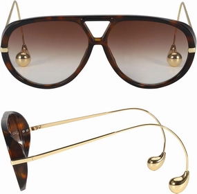 Oversized Aviator Sunglasses with Earring for Women Large Big UV400 Protection Designer 2025 Ladies Shades