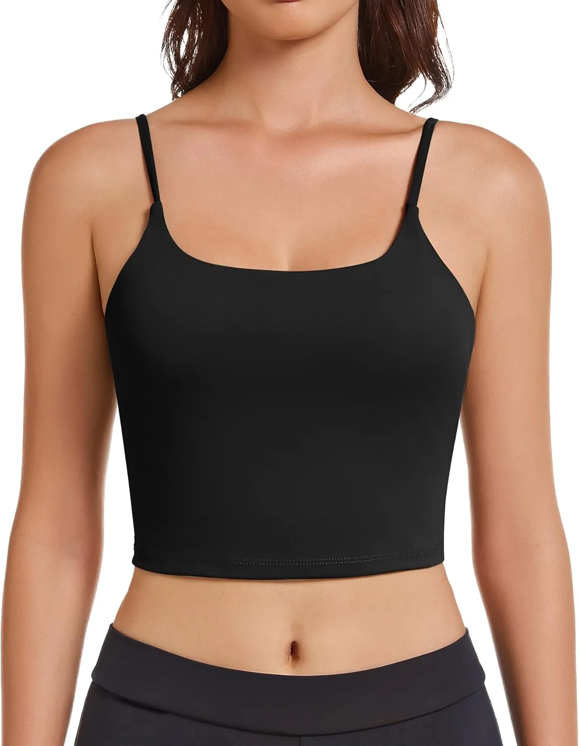 OVESPORT Longline Sports Bras for Women Workout Tank Tops with Built in Bra & Adjustable Straps for Yoga Gym Fitnesss