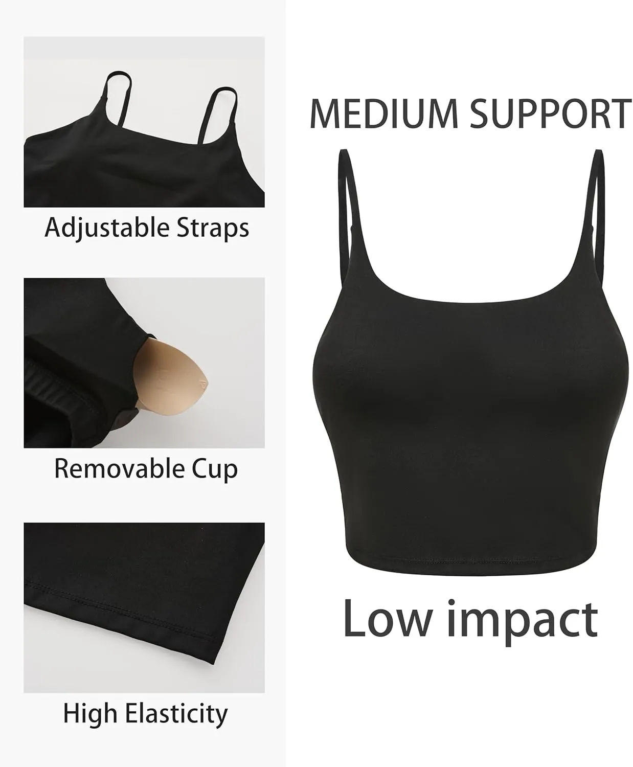 OVESPORT Longline Sports Bras for Women Workout Tank Tops with Built in Bra & Adjustable Straps for Yoga Gym Fitnesss