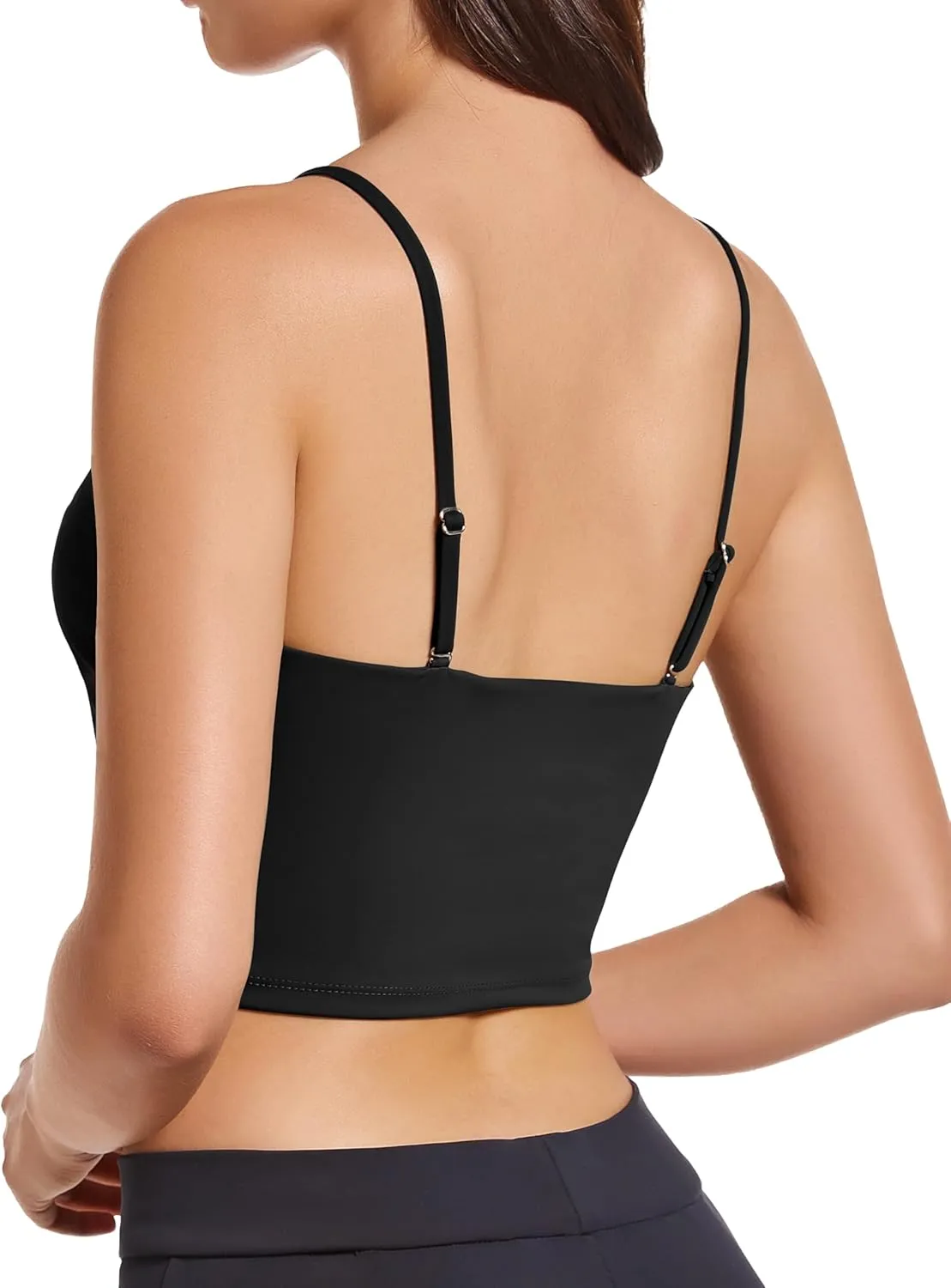 OVESPORT Longline Sports Bras for Women Workout Tank Tops with Built in Bra & Adjustable Straps for Yoga Gym Fitnesss