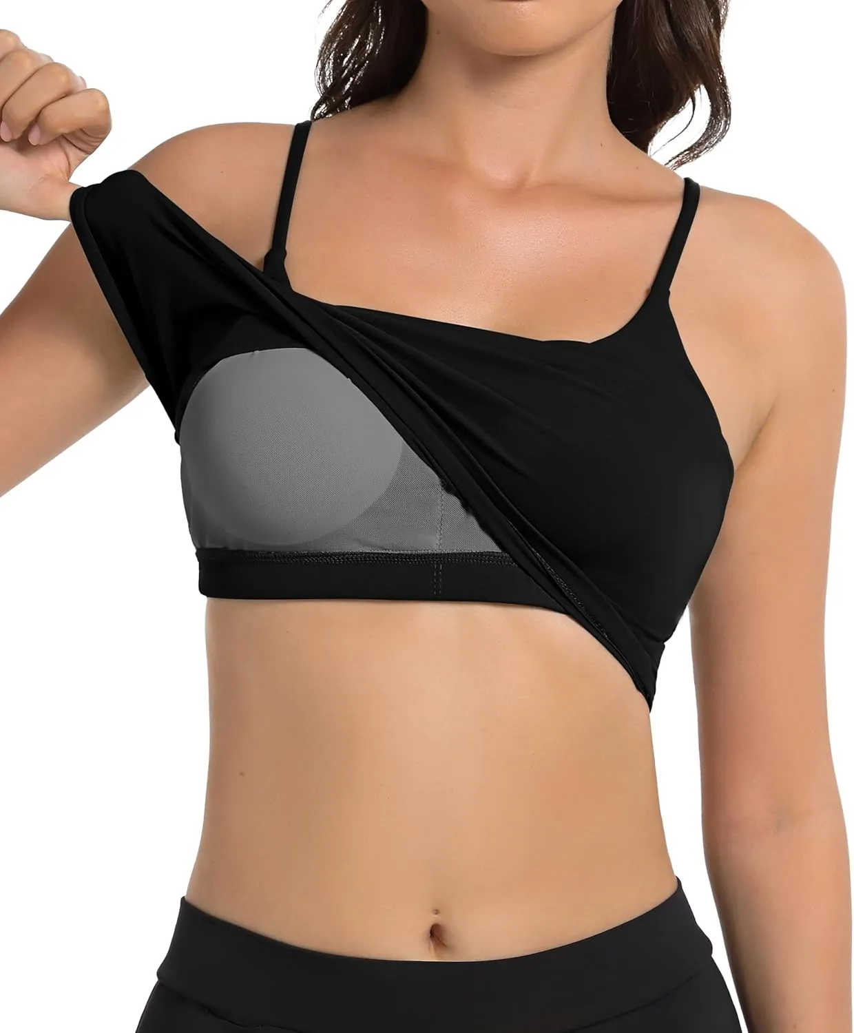 OVESPORT Longline Sports Bras for Women Workout Tank Tops with Built in Bra & Adjustable Straps for Yoga Gym Fitnesss