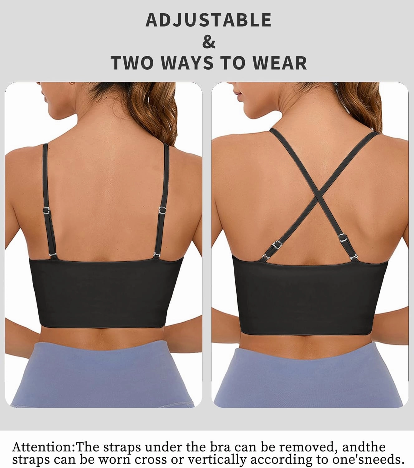 OVESPORT Women's Longline Sports Bras Women Workout Tank Tops with Built in Bra & Adjustable Straps for Yoga Gym Fitnesss