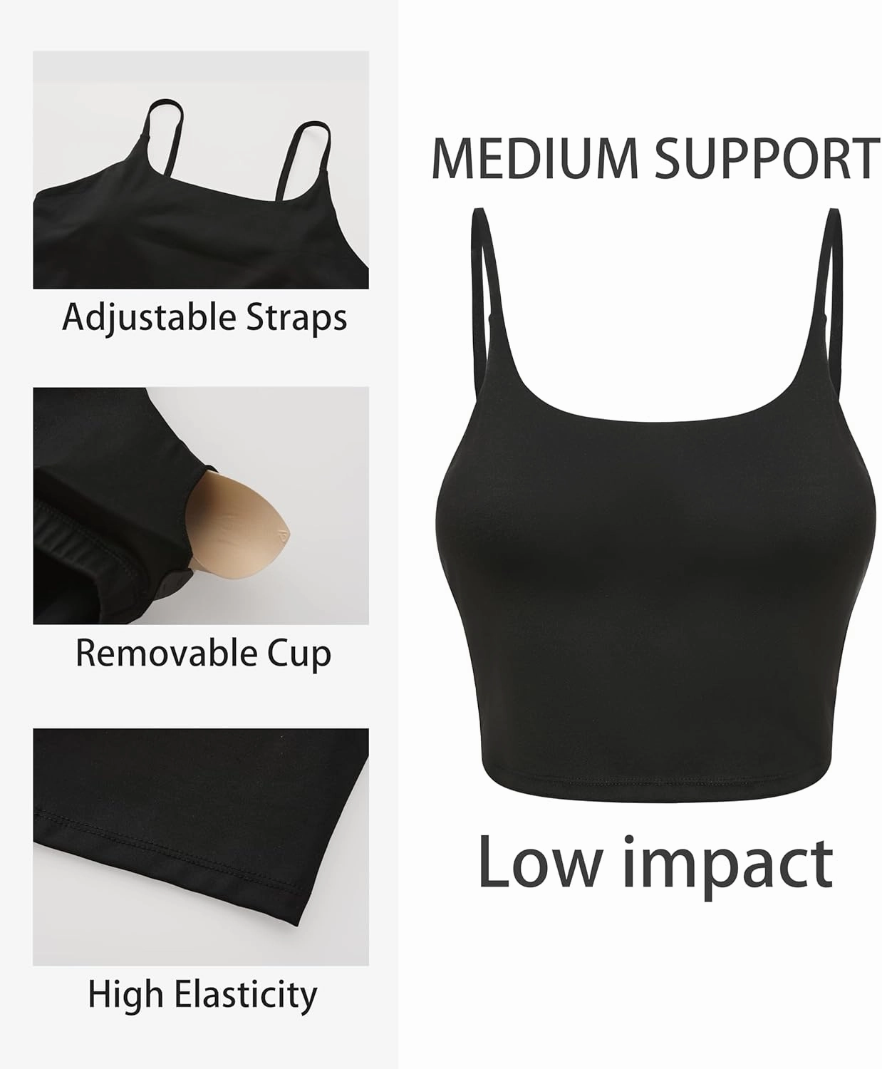 OVESPORT Women's Longline Sports Bras Women Workout Tank Tops with Built in Bra & Adjustable Straps for Yoga Gym Fitnesss