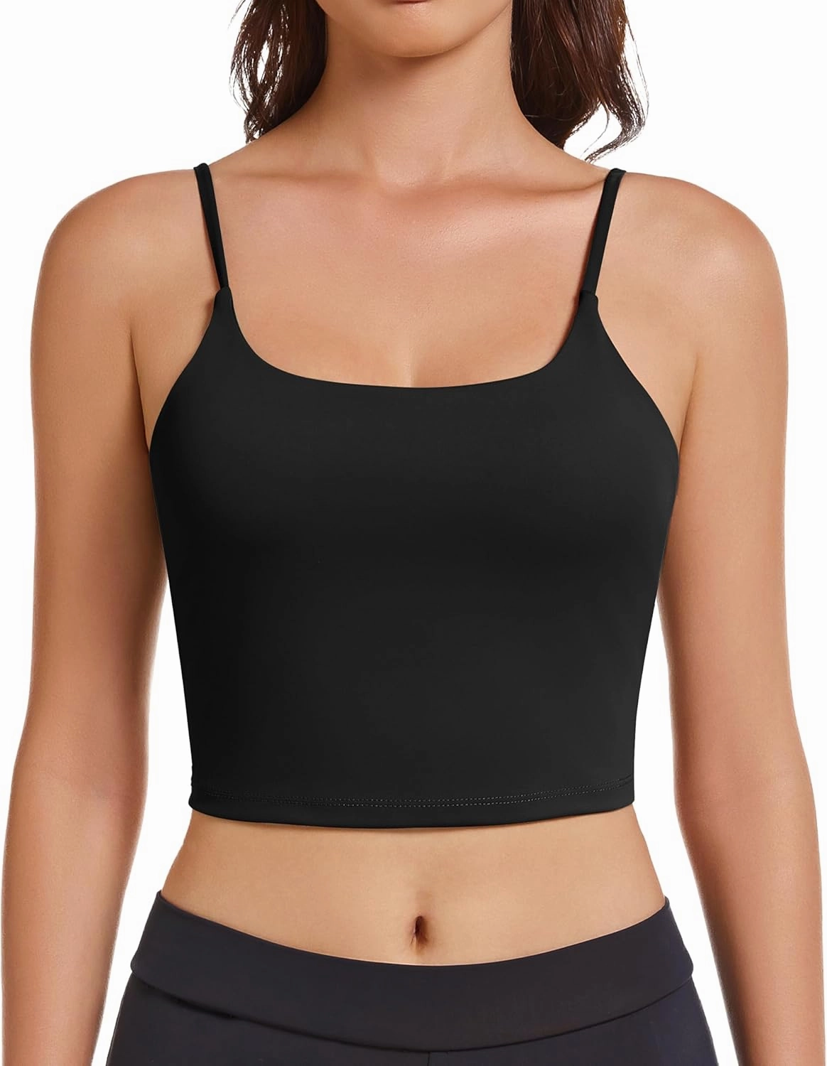 OVESPORT Women's Longline Sports Bras Women Workout Tank Tops with Built in Bra & Adjustable Straps for Yoga Gym Fitnesss
