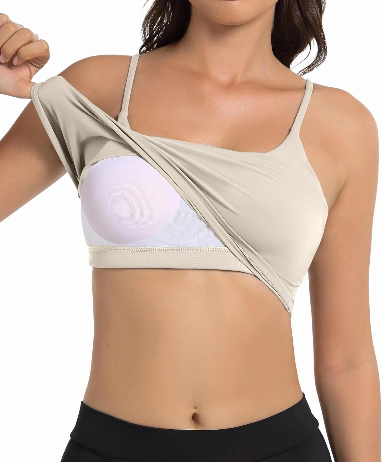 OVESPORT Women's Longline Sports Bras Women Workout Tank Tops with Built in Bra & Adjustable Straps for Yoga Gym Fitnesss