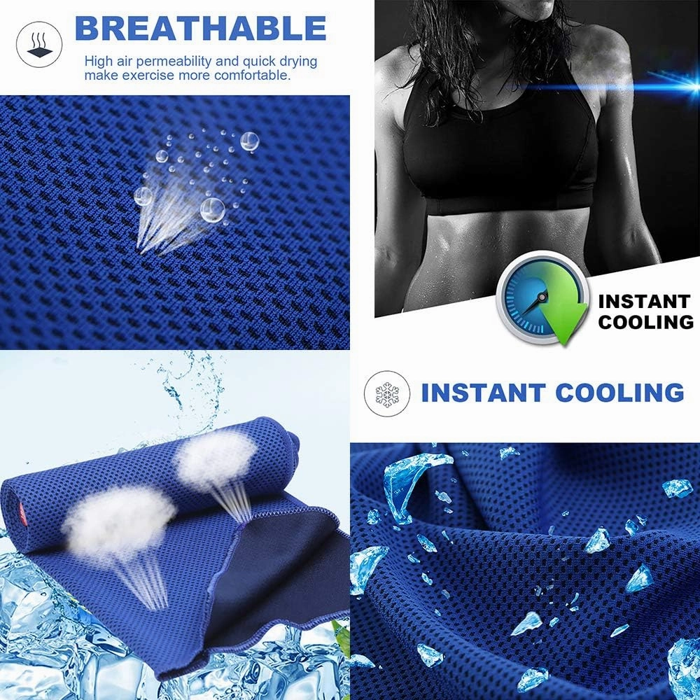 Pack of 20 Cooling Towel 40x12'' Ice Towel for Neck and Face Microfiber Chilly with Bag Breathable Yoga Gym Stay Cool Towels Sweat Rag for Workout Running Camping Pilates Beach, Dark Blue