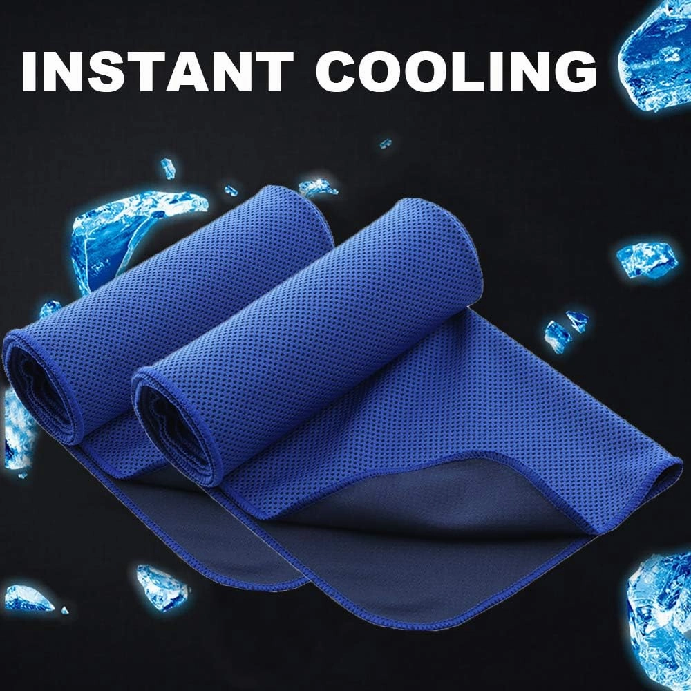Pack of 20 Cooling Towel 40x12'' Ice Towel for Neck and Face Microfiber Chilly with Bag Breathable Yoga Gym Stay Cool Towels Sweat Rag for Workout Running Camping Pilates Beach, Dark Blue