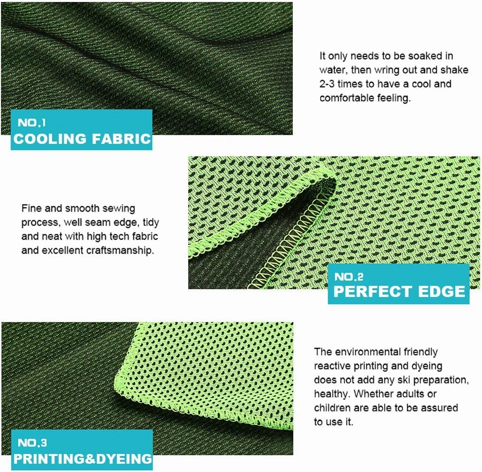 Pack of 20 Cooling Towel 40x12'' Ice Towel for Neck and Face Microfiber Chilly with Bag Breathable Yoga Gym Stay Cool Towels Sweat Rag for Workout Running Camping Pilates Beach, Green