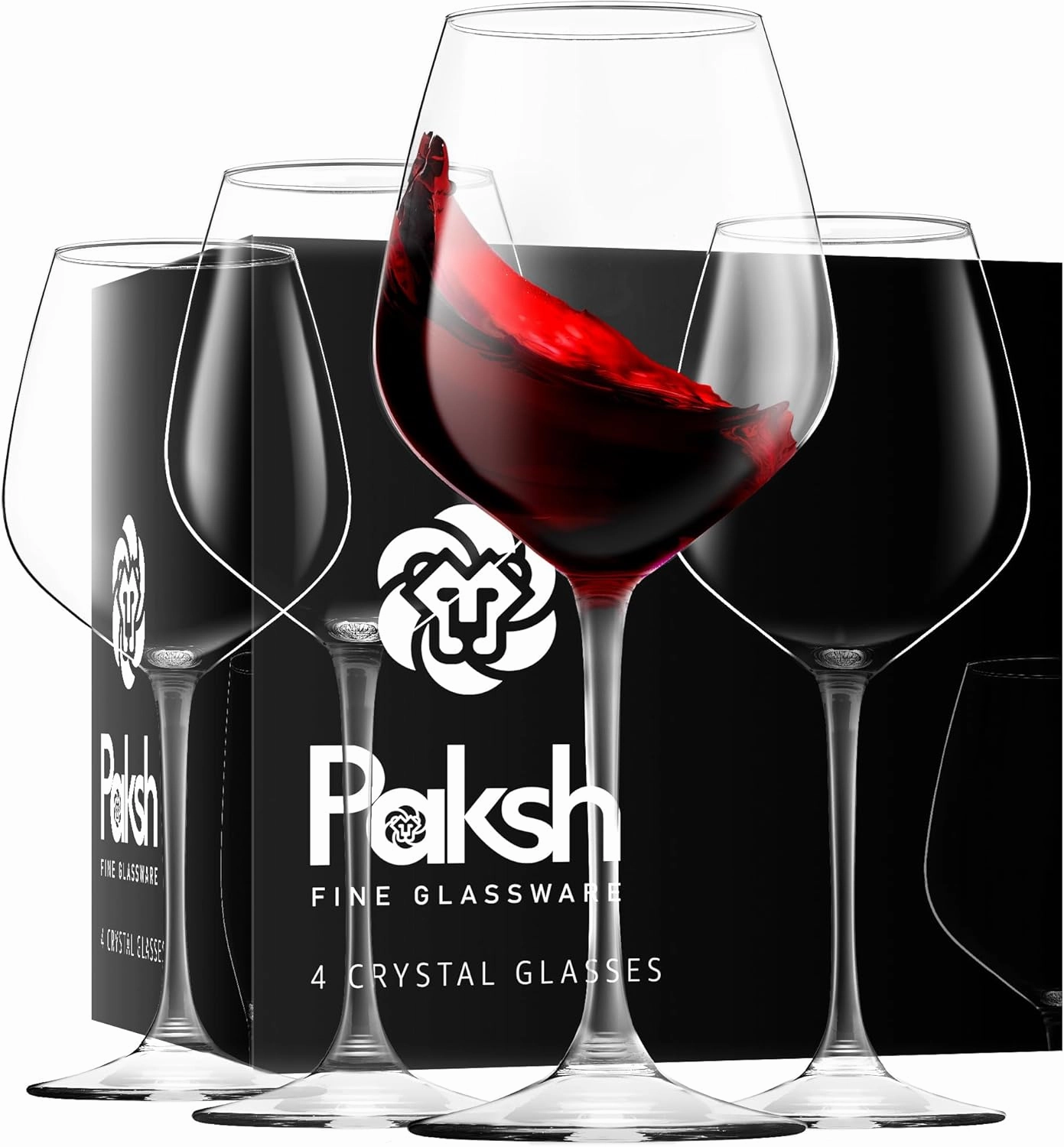 Paksh Novelty Italian Red Wine Glasses - 18 Ounce - Wine Glass Clear (Set of 4)