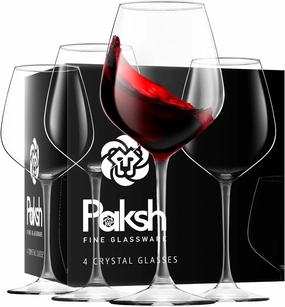 Paksh Novelty Italian Red Wine Glasses - 18 Ounce - Wine Glass Clear (Set of 4)