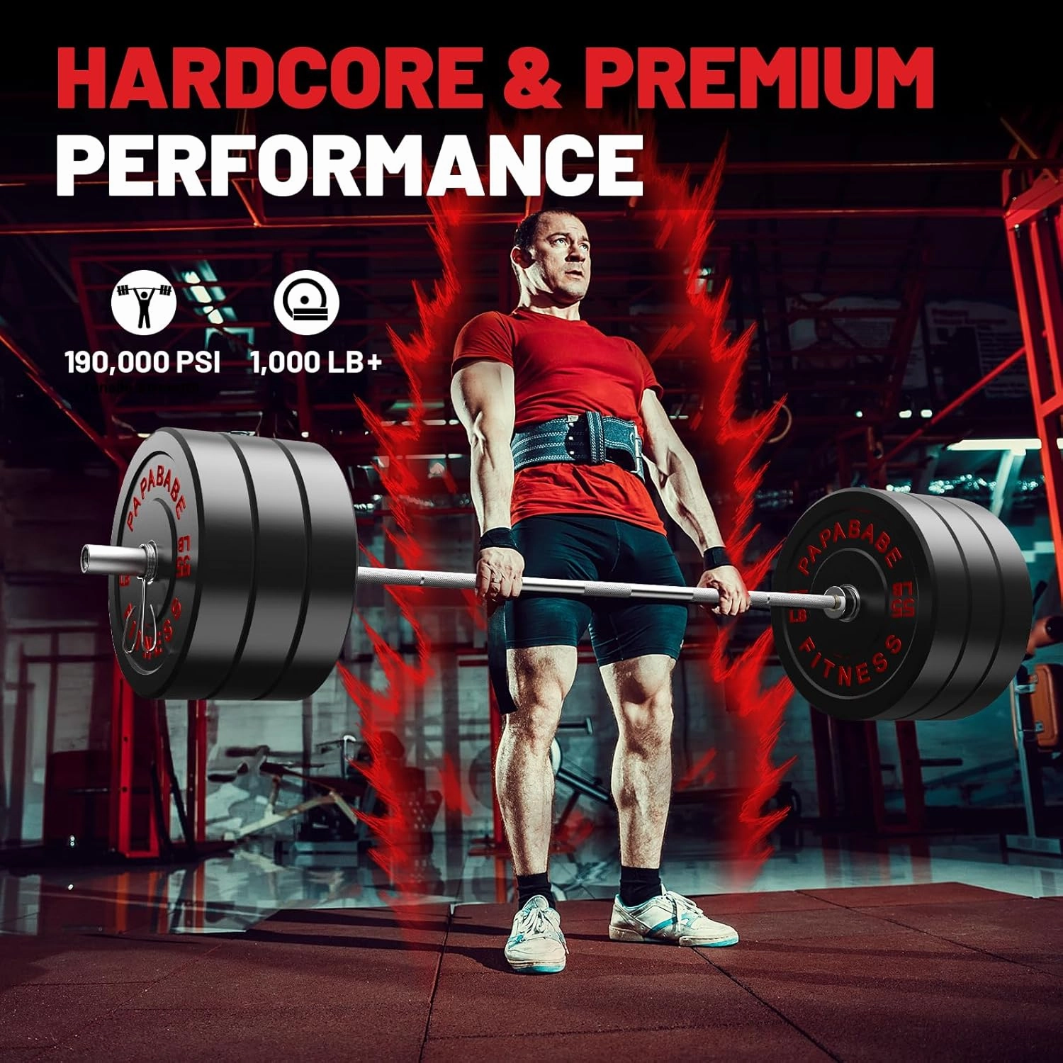 PAPABABE Olympic Barbell, 2-inch 45lb 7ft/35lb 6.5ft Weight Bar for Strength Training. 1000lb/1200lb Plus Capacity, Chrome/Zinc Plating, knurled Grip for Bench Press Deadlift Squat