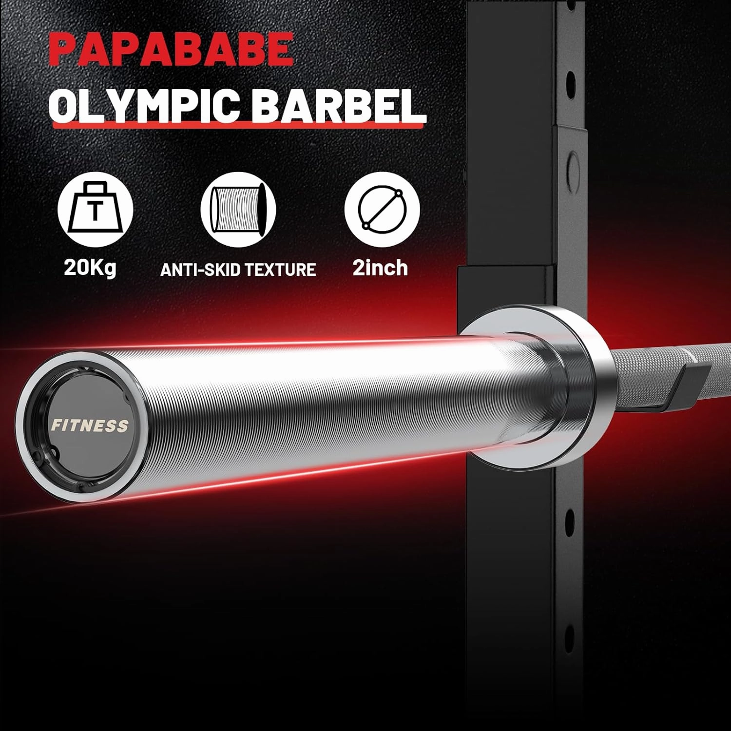 PAPABABE Olympic Barbell, 2-inch 45lb 7ft/35lb 6.5ft Weight Bar for Strength Training. 1000lb/1200lb Plus Capacity, Chrome/Zinc Plating, knurled Grip for Bench Press Deadlift Squat