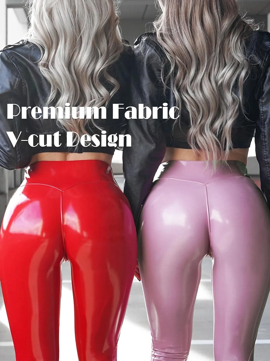 Patent Faux Leather Leggings for Women High Waisted Butt Lifting Lacquer Pleather Latex Shiny Pants Concert Outfits