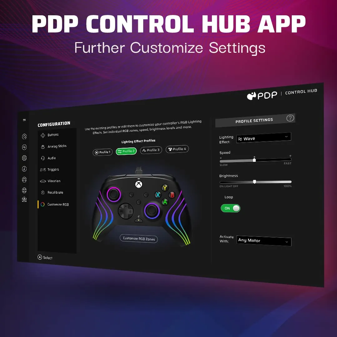 PDP Gaming Afterglow Wave Enhanced Wired Controller for Xbox Series X|S, Xbox One, Windows 10/11 PC, Advanced Programmable Gamepad, Customizable Lighting, Licensed by Microsoft, Companion App: Black