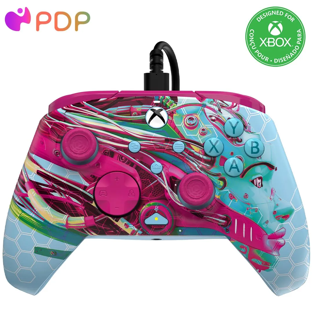 PDP Gaming REMATCH GLOW Enhanced Wired Gaming Controller: Licensed Glow in the Dark Gamepad for Xbox Series X|S, Xbox One, Windows PC, Mappable Back Buttons, Advanced Customizable App: Android Dreams