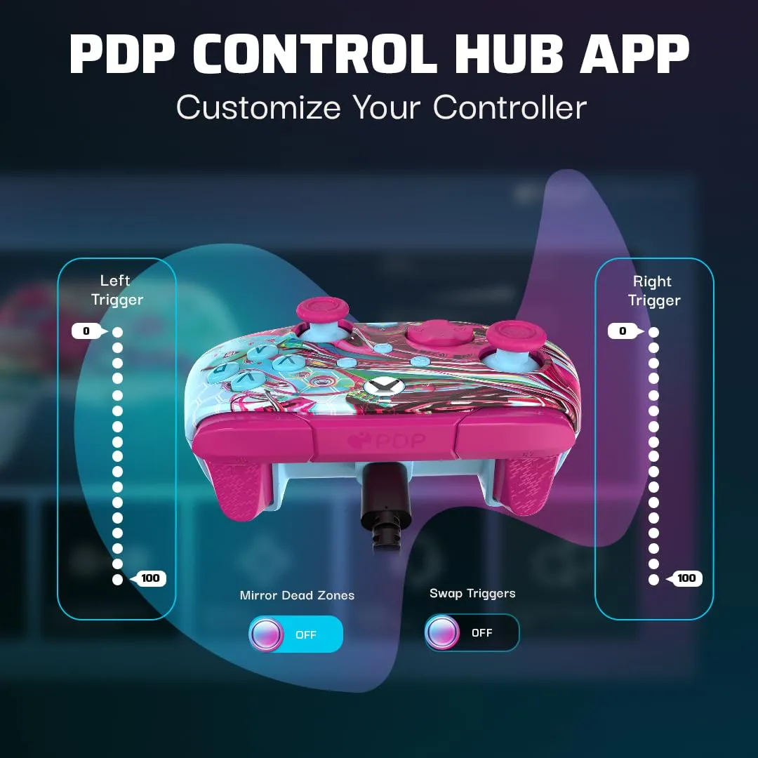 PDP Gaming REMATCH GLOW Enhanced Wired Gaming Controller: Licensed Glow in the Dark Gamepad for Xbox Series X|S, Xbox One, Windows PC, Mappable Back Buttons, Advanced Customizable App: Android Dreams
