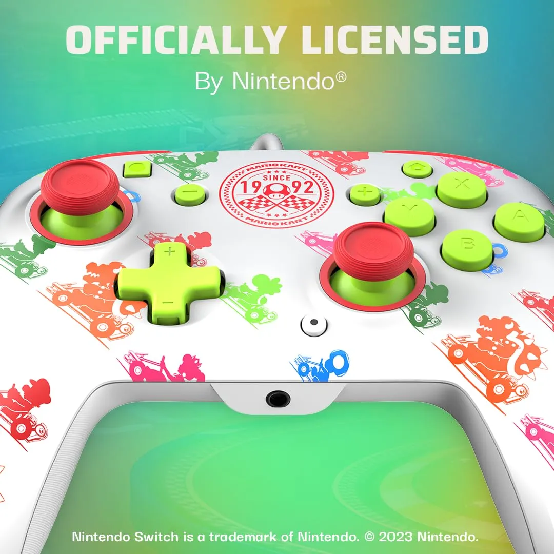 PDP REMATCH Enhanced Wired Power Nintendo Switch Pro Controller, Officially Licensed Switch Lite/OLED Compatible Gamepad, Customizable Programmable Buttons, Super Mario Kart Racers (Multicolor)