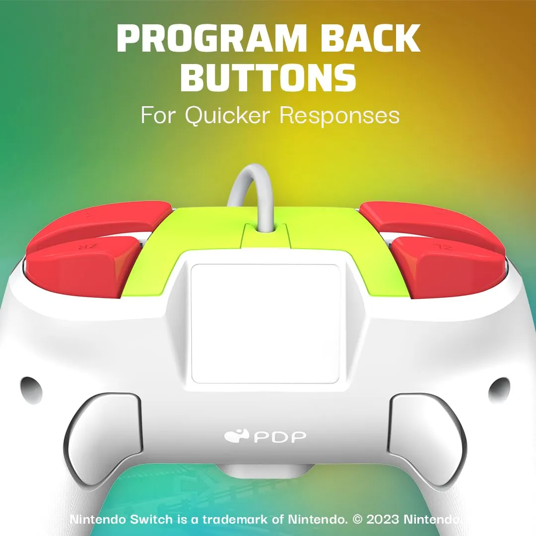 PDP REMATCH Enhanced Wired Power Nintendo Switch Pro Controller, Officially Licensed Switch Lite/OLED Compatible Gamepad, Customizable Programmable Buttons, Super Mario Kart Racers (Multicolor)