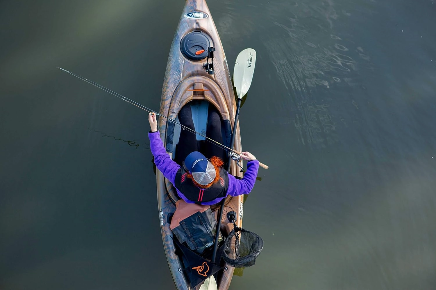 Pelican - Poseidon Angler Paddle - Aluminum Shaft with Reinforced Fiberglass Blades - Lightweight, Adjustable Kayaks Paddles - Perfect for Kayak Fishing