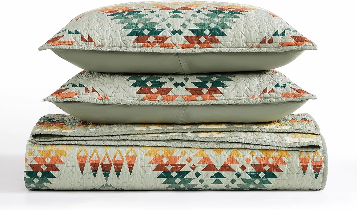 PENDLETON Mission Trail Cotton Quilt Set - Lightweight, Machine-Washable, Oeko-TEX® Certified, Full/Queen & King Sizes, Reversible Design - Desert Sage (Full/Queen)