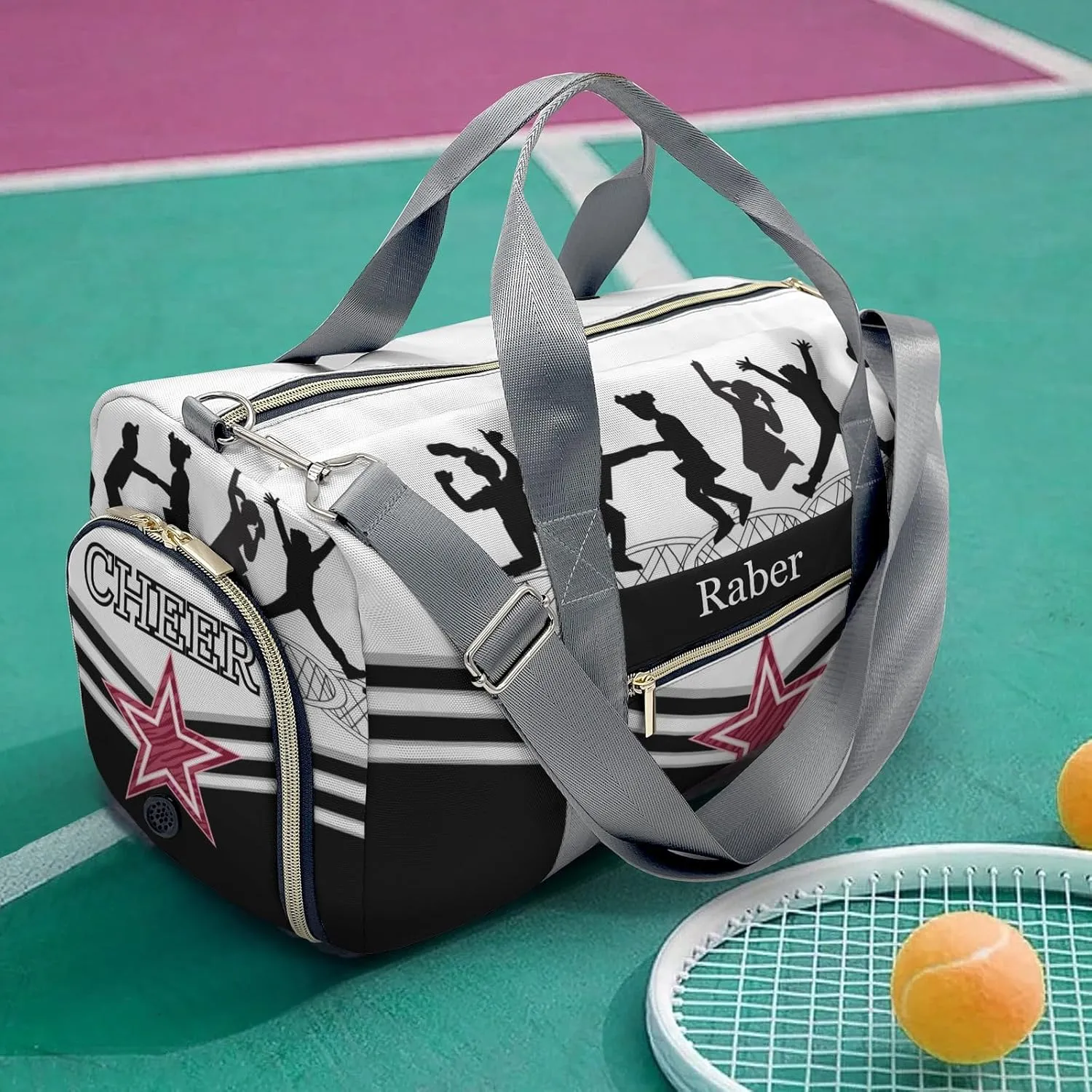 Personalized Jumping Trampoline Black Athlete Customized Multi-functional Handbag Travel Bag, Unisex Portable Travel Bag, Sports and Fitness Duffel Bag, Short Trip Storage Bag