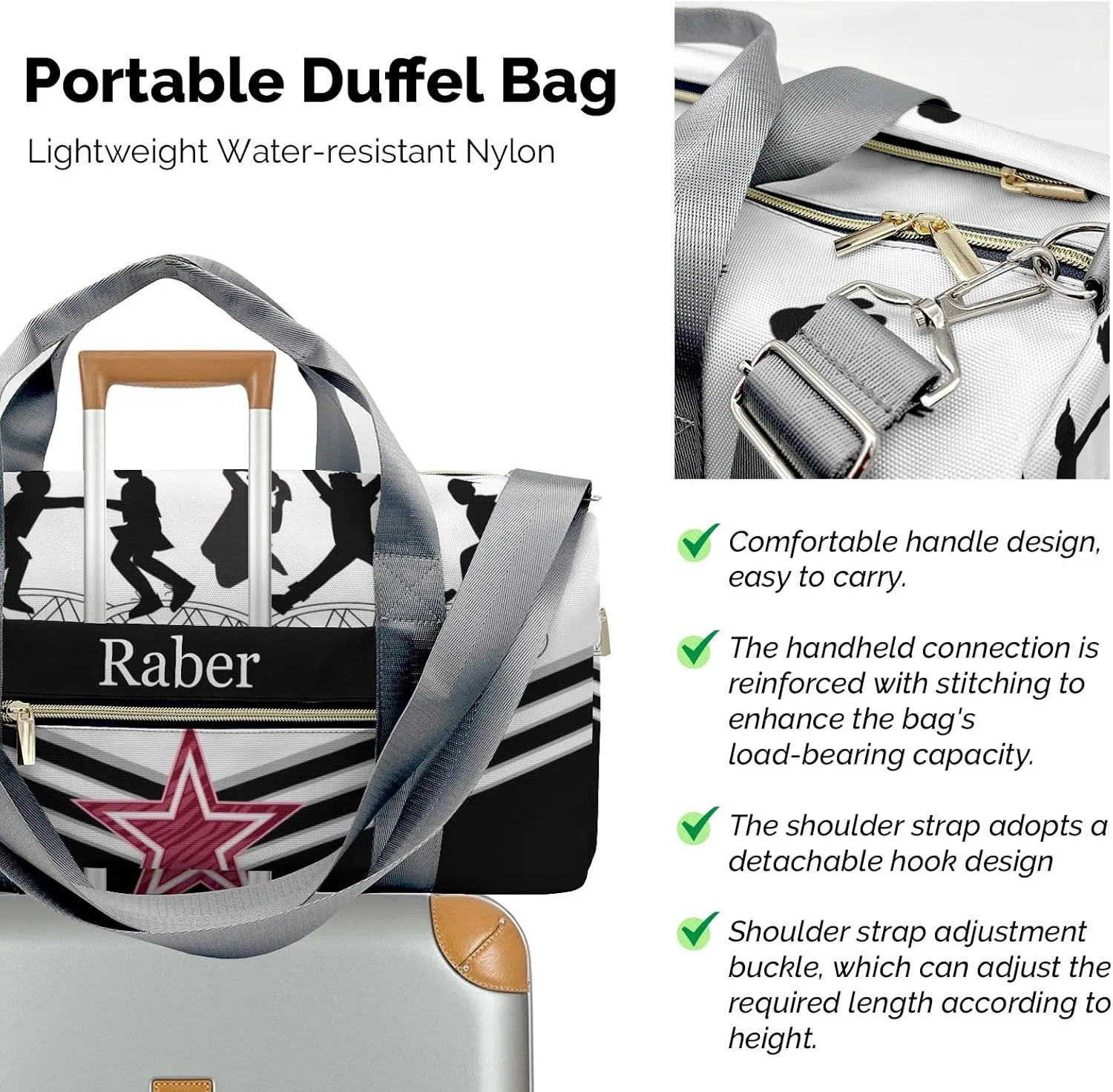Personalized Jumping Trampoline Black Athlete Customized Multi-functional Handbag Travel Bag, Unisex Portable Travel Bag, Sports and Fitness Duffel Bag, Short Trip Storage Bag