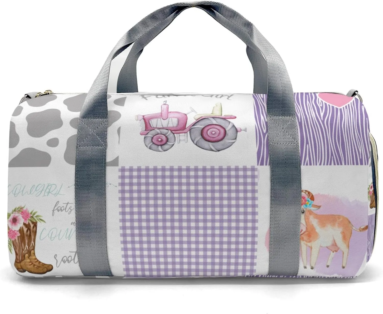 Personalized Little Cow Girl Boot Farm Car Customized Handbag Travel Bag, Unisex Portable Travel Bag, Sports and Fitness Duffel Bag, Short Trip Storage Bag
