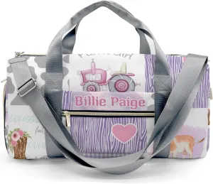Personalized Little Cow Girl Boot Farm Car Customized Handbag Travel Bag, Unisex Portable Travel Bag, Sports and Fitness Duffel Bag, Short Trip Storage Bag