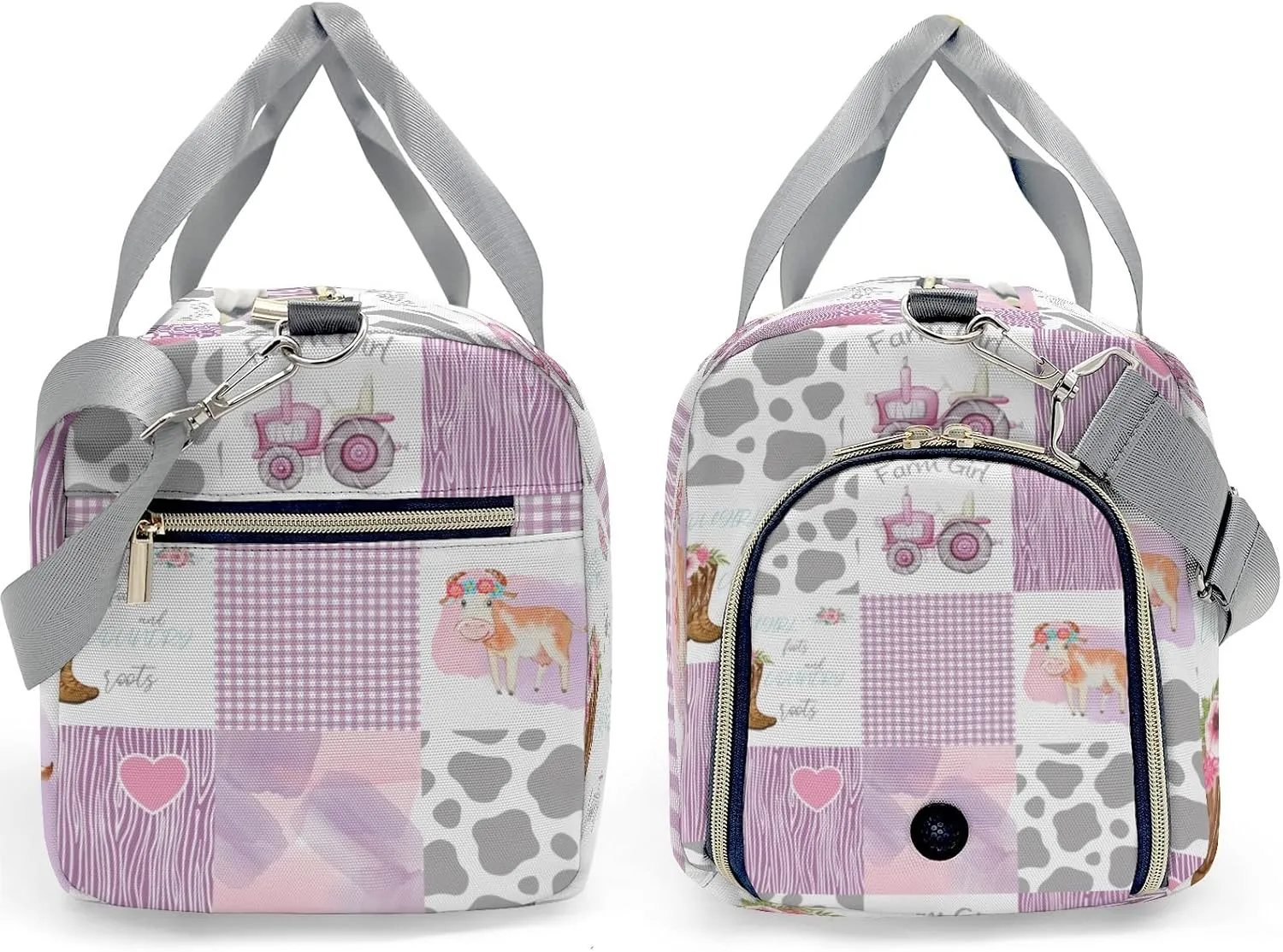 Personalized Little Cow Girl Boot Farm Car Customized Handbag Travel Bag, Unisex Portable Travel Bag, Sports and Fitness Duffel Bag, Short Trip Storage Bag