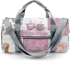 Personalized Little Cow Girl Boot Farm Car Customized Handbag Travel Bag, Unisex Portable Travel Bag, Sports and Fitness Duffel Bag, Short Trip Storage Bag