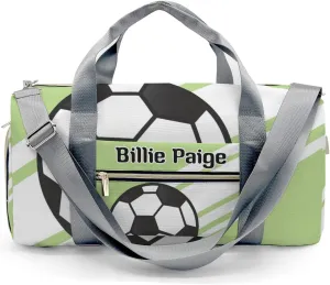 Personalized Soccer Ball Sports Green Customized Handbag Travel Bag, Unisex Portable Travel Bag, Sports and Fitness Duffel Bag, Short Trip Storage Bag