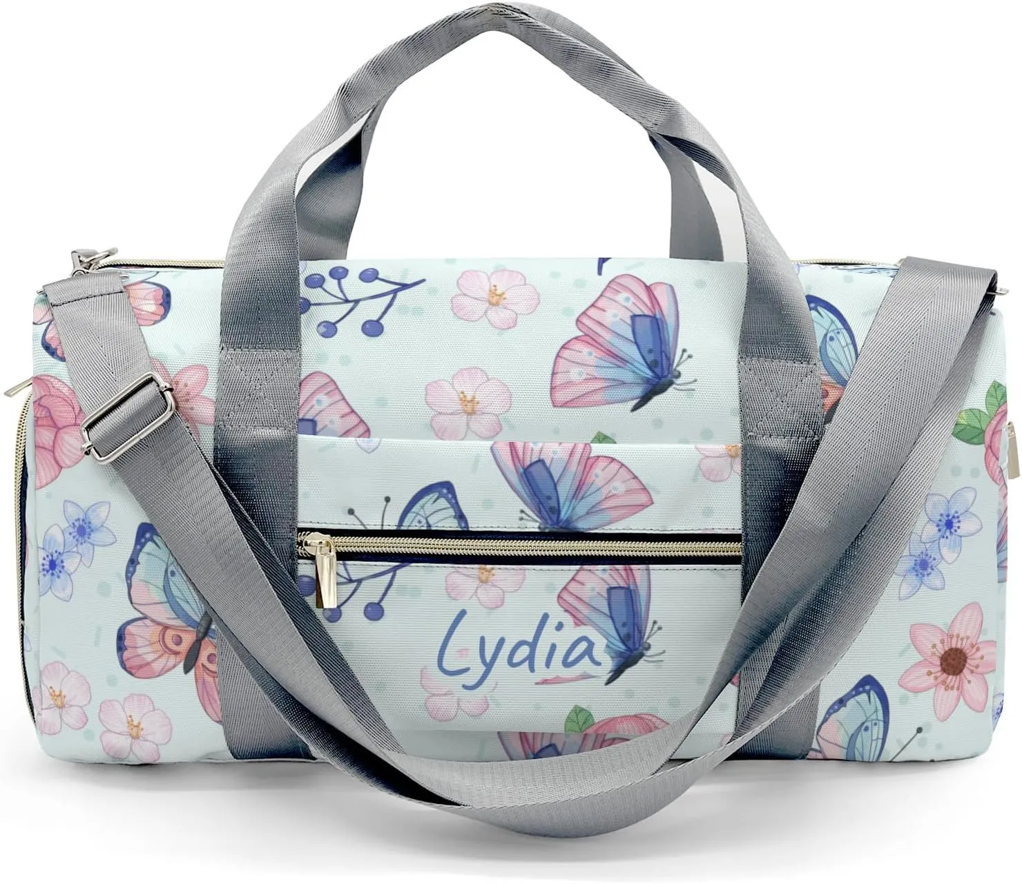Personalized Watercolor Butterfly with Flowers Custom Multi-functional Travel Bag, Unisex Portable Duffel Bag, Short Distance Travel Assistant.