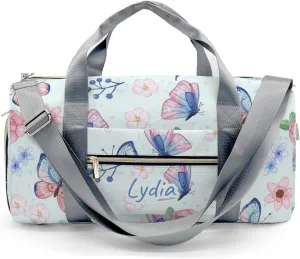 Personalized Watercolor Butterfly with Flowers Custom Multi-functional Travel Bag, Unisex Portable Duffel Bag, Short Distance Travel Assistant.