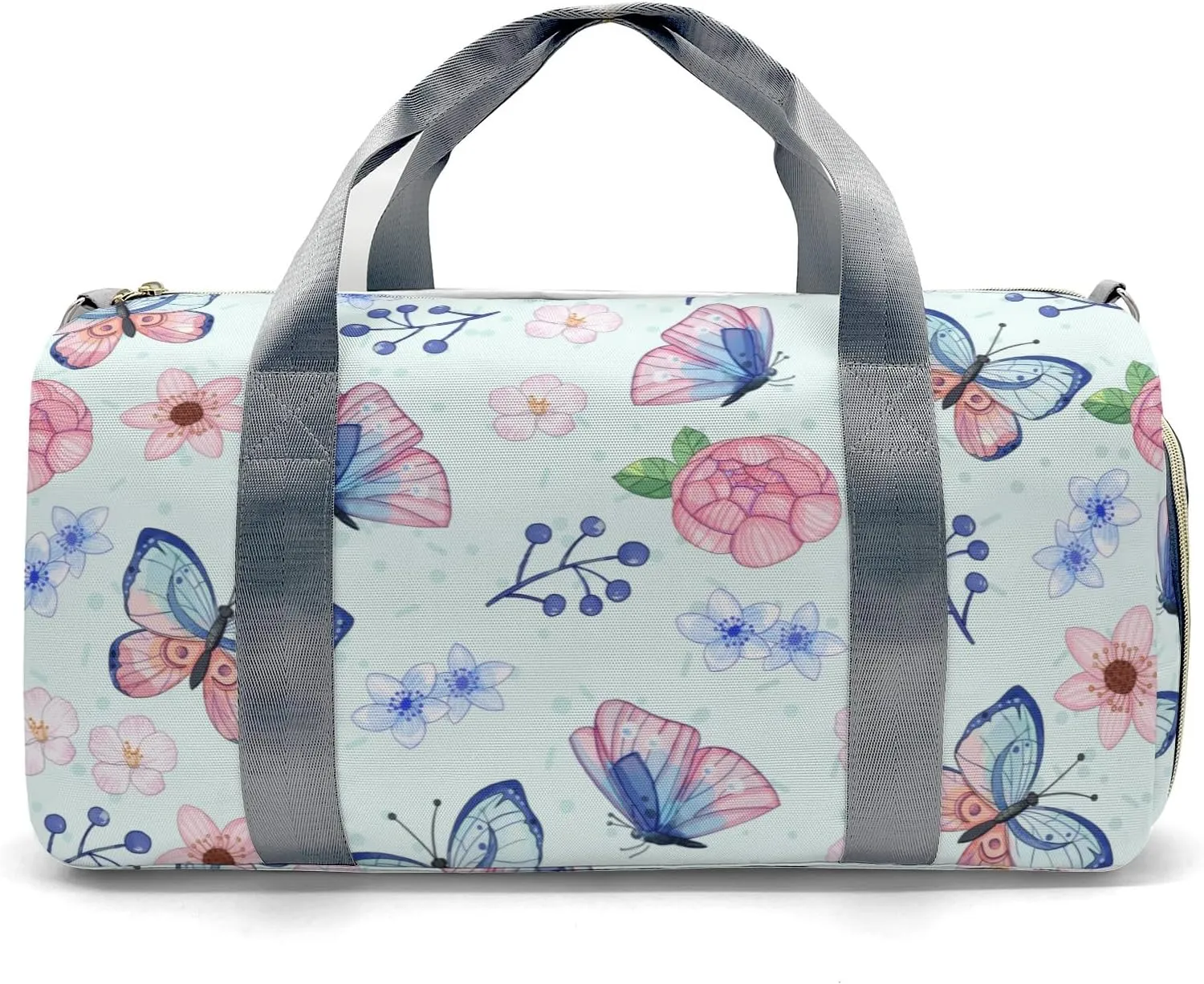 Personalized Watercolor Butterfly with Flowers Custom Multi-functional Travel Bag, Unisex Portable Duffel Bag, Short Distance Travel Assistant.