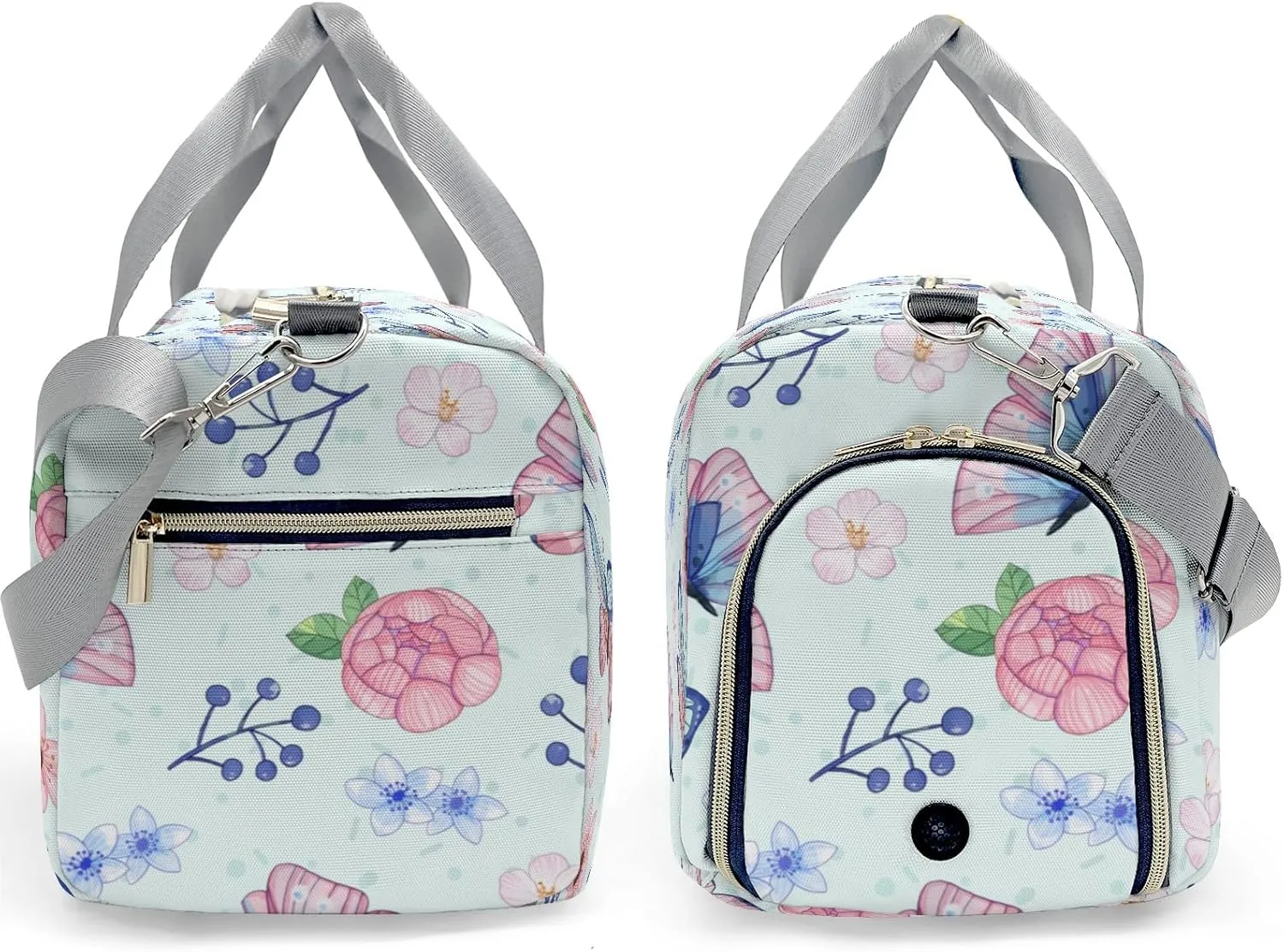 Personalized Watercolor Butterfly with Flowers Custom Multi-functional Travel Bag, Unisex Portable Duffel Bag, Short Distance Travel Assistant.